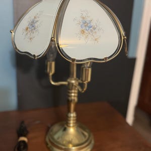 Vintage Floral Glass Shade Touch Lamp