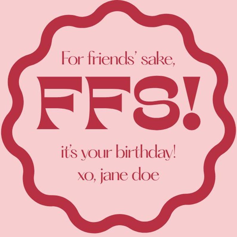 Funny FFS Gift Tag Template, Custom Canva Sticker Label, Editable ...