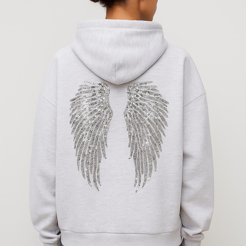 Angel Wings Bow Graphic Round Neck Long Sleeve Sweater