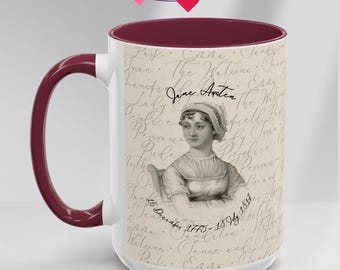 Taza de cerámica con el legado de Jane Austen para té o café, regalo de San Valentín