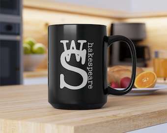 Taza de cerámica para microondas de William Shakespeare: Serie de tazas de autor, edición con letras blancas