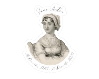 Pegatina de vinilo del 250.º aniversario de Jane Austen