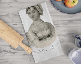 Paño de cocina de algodón conmemorativo del 250.º aniversario de Jane Austen