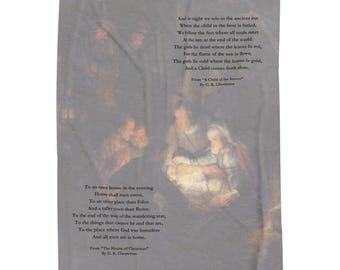Manta de felpa de terciopelo con poesía navideña de G. K. Chesterton