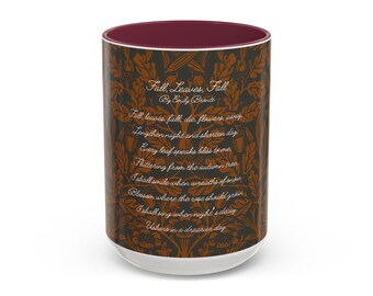 Taza de cerámica con poema de Emily Brontë para otoño