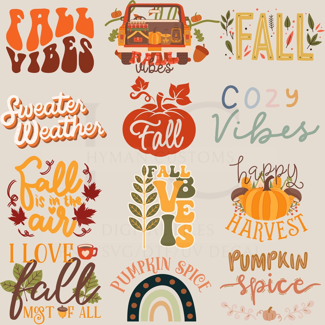 Fall PNG Bundle: Autumn Sublimation Designs, Cozy Vibes (digital ...