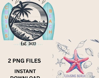 Cousins Beach PNG: Retro Surf Clipart, Summer Vacation Design (Digital Download)
