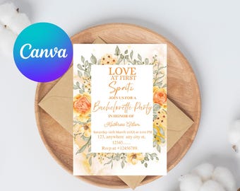 Invitación para despedida de soltera "Amor a primera vista", despedida de soltera "Aperol Spritz" editable, cóctel "Sol y Spritz" caprichoso