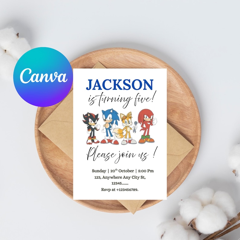 Editable Sonic Birthday Invitation FREE Sonic Thank You Tags ...