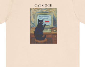 Camiseta de Cat Gogh / Camiseta divertida con arte de gato negro