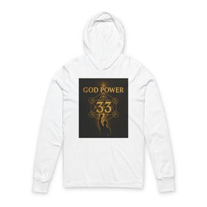 Unisex Hooded Long Sleeve Tee with &#39;God Power 33&#39; Design, Spiritual Apparel, Casualwear, Gifts for Him/Her, Meditation Wear, Everyday [...]