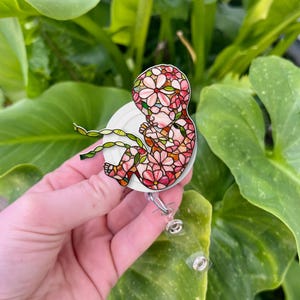 Floral Fetus Badge Reel - Acrylic Medical ID Holder, OB GYN L&D Nurse Badge Clip, Unique Baby Shower or Midwife Gift
