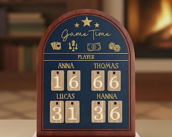 Personalized Game Score Tracker Sign: Custom Player Names Flip Counter