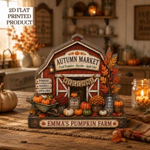 Personalized Pumpkin Farm Wooden Block, 2D Printed Autumn Market Barn Decor, Fall Farmhouse Shelf Sitter, Pumpkin Patch Gift