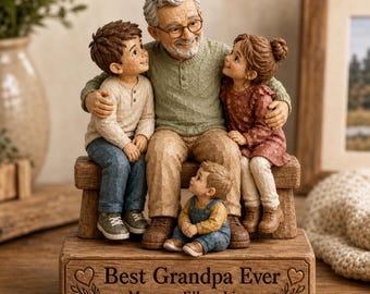 Personalisierte Opa Holzblock, beste Opa aller Zeiten Geschenk, benutzerdefinierte Enkel Namen Figur, Vatertagsgeschenk für Großvater