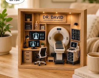 Personalized Radiologist Wooden Block, Custom Doctor Office Diorama, Medical Desk Decor, Radiology Specialist Gift, Graduation Gift