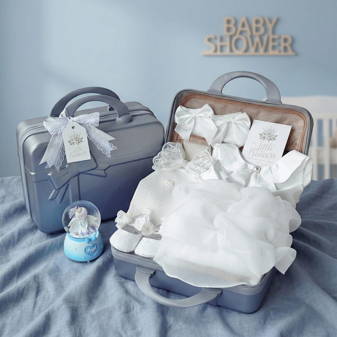 Angel Baby Gift Set in Keepsake Suitcase, Organic Newborn Coming Home ...