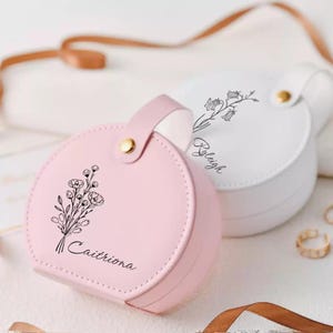 Custom Name LeatherTravel Jewelry Case,Personalized Jewelry Box,Bridal Party Gifts,Wedding Favors,Gift for Weding,Bridesmaids Gifts
