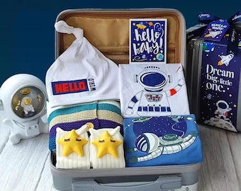 Set regalo personalizzato per neonato, tema spaziale, vestiti e accessori per neonati
