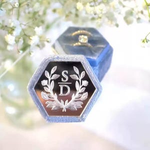 Personalized Wedding Ring Box,Engagement Custom Ring Box,Velvet Ring Box, Ring Bearer Proposal Box,Ring Box Proposal Unique,Double Ring Box