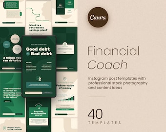 Financial Coach Instagram Post Bundle (Customizable Canva Templates)