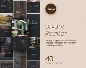Luxury Real Estate Agent Instagram Post Bundle (Customizable Canva Templates)