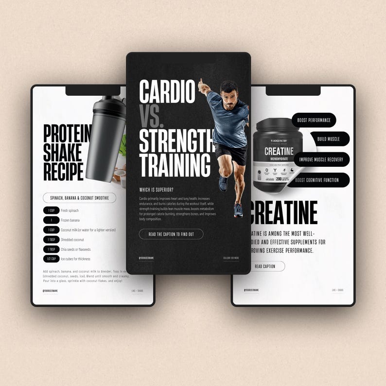 Fitness Coach Instagram Post Bundle (customizable Canva Templates) - Etsy