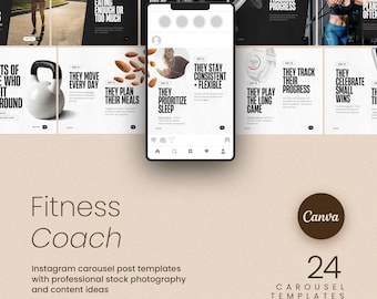 Fitness Coach Instagram Carousel Bundle (Customizable Canva Templates)