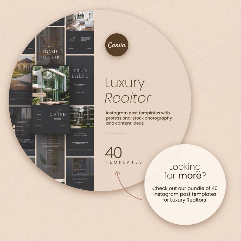 Luxury Real Estate Agent Instagram Carousel Bundle (customizable Canva ...