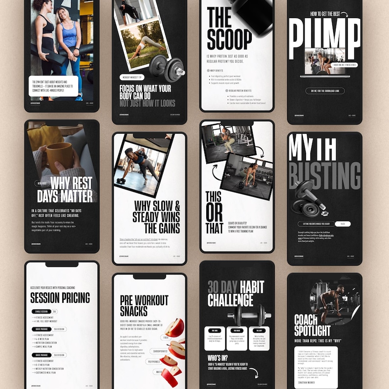 Fitness Coach Instagram Post Bundle (customizable Canva Templates) - Etsy