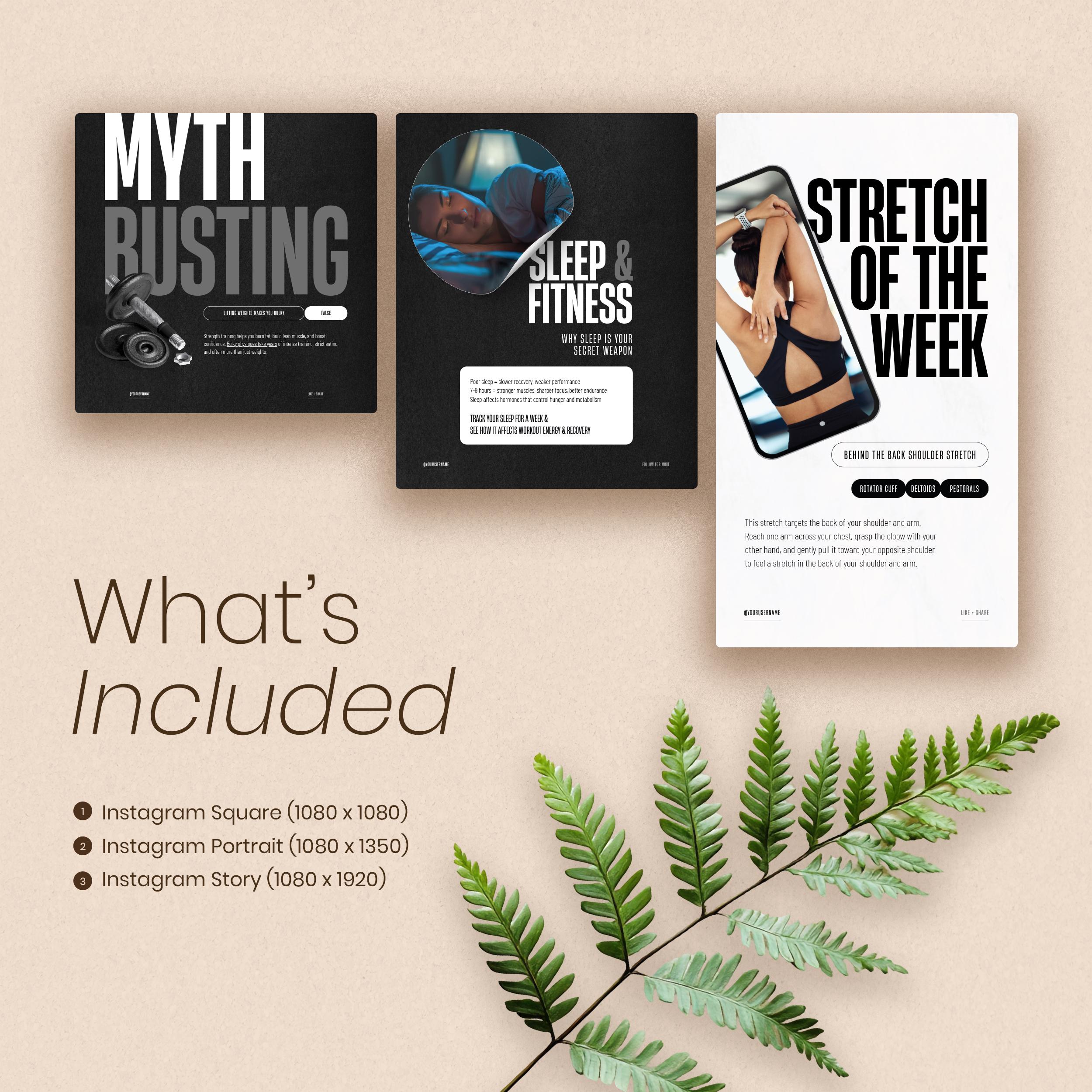 Fitness Coach Instagram Post Bundle (customizable Canva Templates) - Etsy