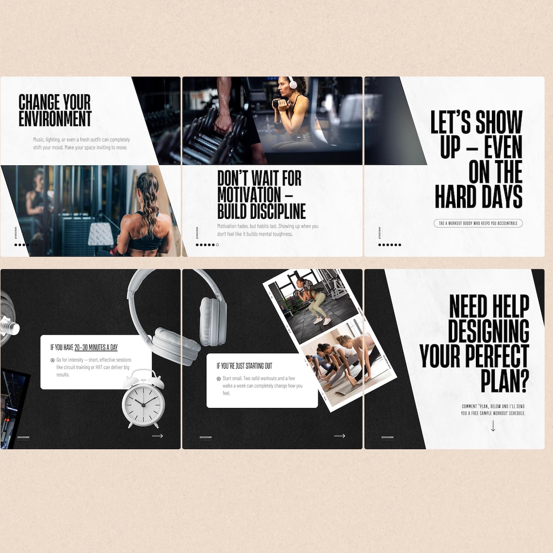 Fitness Coach Instagram Carousel Bundle (customizable Canva Templates ...
