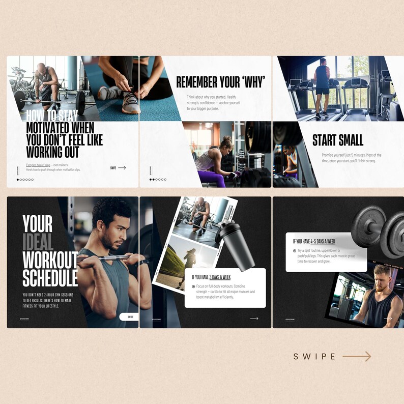 Fitness Coach Instagram Carousel Bundle (customizable Canva Templates ...