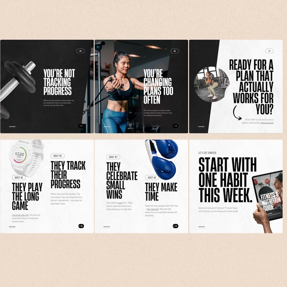 Fitness Coach Instagram Carousel Bundle (customizable Canva Templates ...