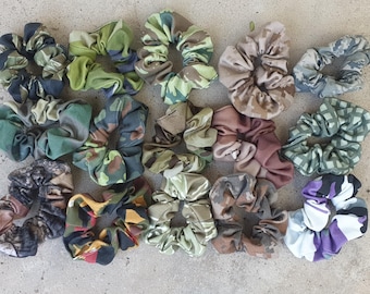 Camo scrunchy haarelastiekje - meerdere patronen