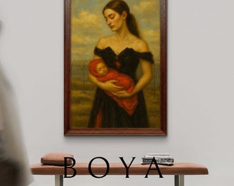 Mutter und Kind Kunstdruck | Göttlich-weibliche, hoffnungsvolle Wiedergeburt