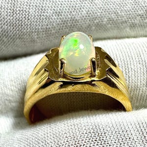 Natural Fire Opal Ring For Men, 925 Sterling Silver Ring, Handmade Statement Ring, Wedding Gift, Anniversary Jewelry, Gift For Him