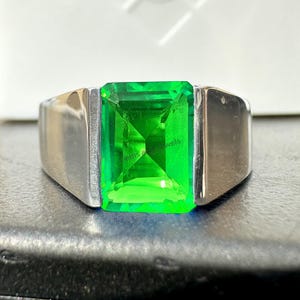 Men’s Emerald Ring, Emerald Men’s Ring, 925 Sterling Silver Ring, Handmade Jewelry, Men’s Wedding Ring, Engagement Ring, Gift For Him