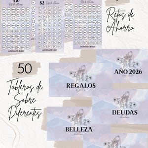 Tableros En Español Para Sobres y Retos de Ahorros Sistema de Sobres en Periwinkle|| Archivo Digital || Listo Para Imprimir y Usar