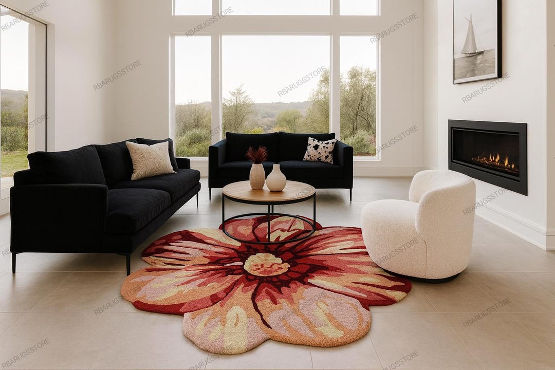Hand-tufted Wool Flower Rug: Vibrant Floral Garden Design - Etsy