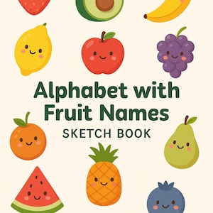 Alphabet & Fruits Fun Sketch Book – Learn Letters with Fruit Names for Creative Kids
