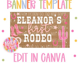 Plantilla de pancarta de cumpleaños de First Rodeo / SOLO DESCARGA DIGITAL