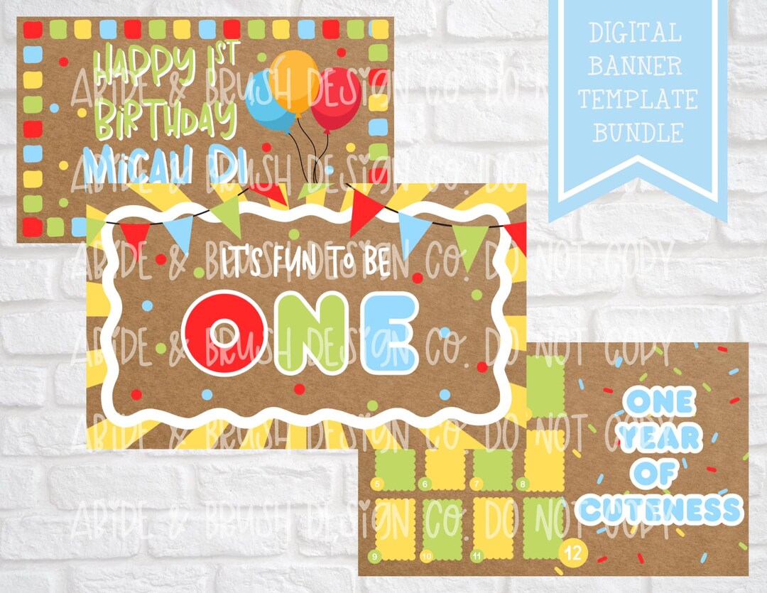 Fun to Be One Birthday Banner Template Mockup | DIGITAL DOWNLOAD - Etsy