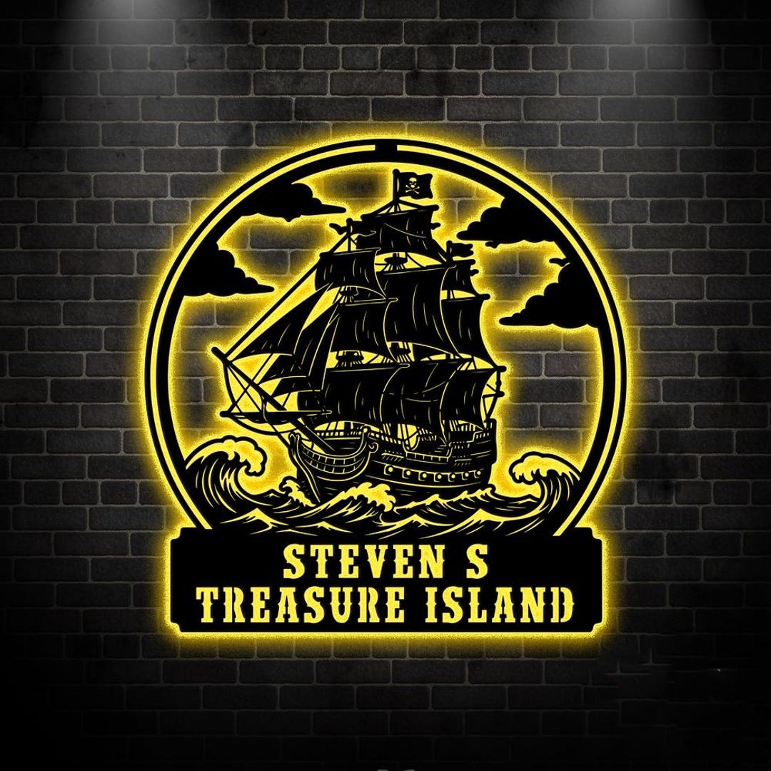 Shipt Led Sign Pirate Ship Metal Sign LED Lights, Custom Nautical Wall Decor for Game ...