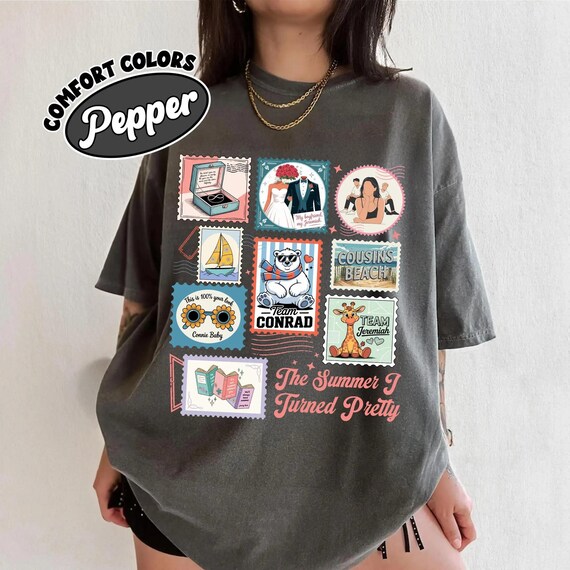 Cousins Beach Digital Download, TSITP Stamps Tee, Summer I Turned Pretty Inspired PNG File, Team Conrad or Jeremiah, Book Movie Merch PNG