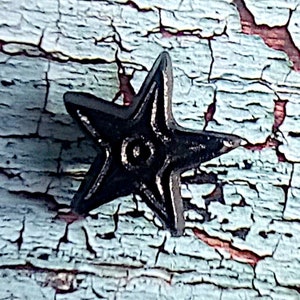 Rustic Black Cast Iron Star Shaped Cabinet Knob, Hand Painted knob, Black Drawer Pull, Western Cowboy Knobs, Curtain Tiebacks, Towel hook,
