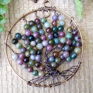 Tree Of Life Pendant Wire Wrapped Copper and was beaded with FancyJasper Gemstone