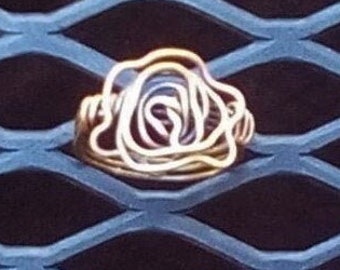 Antiqued Copper Rose Rings tyle Wire Wrapped  Hand Hammered  Size US 8.5                                                   Rose-#1