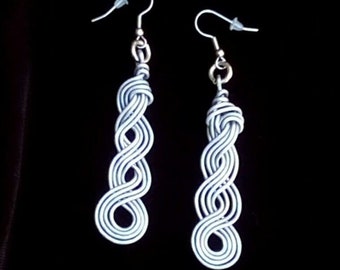 Braided Hammered Aluminum Earings, 3 inches long, light weight, fashion statement, comfortable, Twisted
