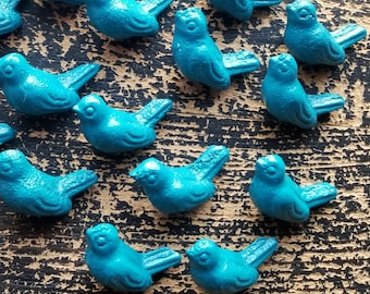 Teal Bluebird Cast Iron Knob: Rustic Drawer Pull, Curtain Tieback